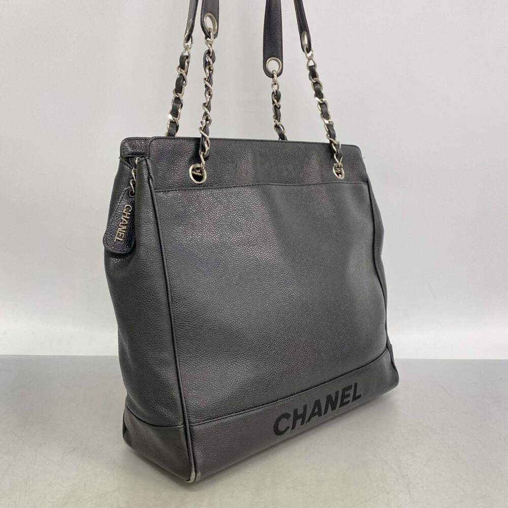 CHANEL Black Caviar Leather Tote Bag - Picture 2 of 12